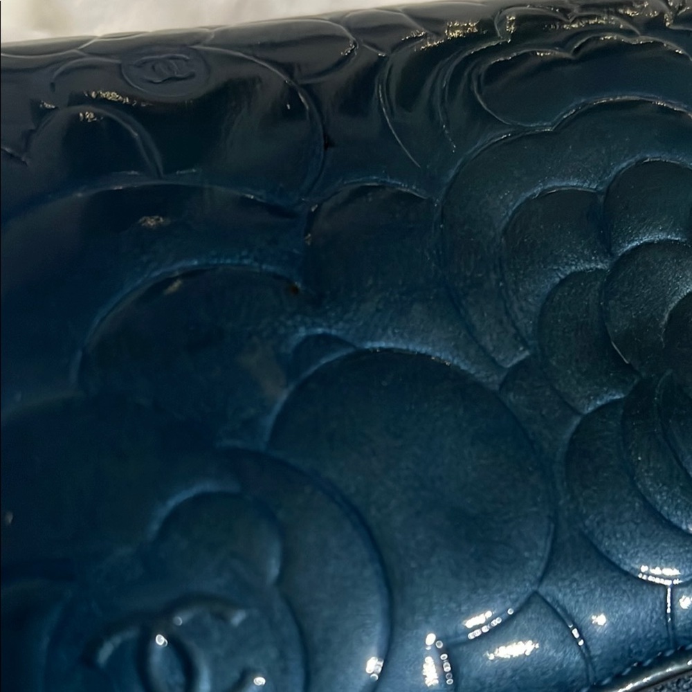 Authentic Chanel Blue Embossed Leather Wallet - Picture 9 of 14